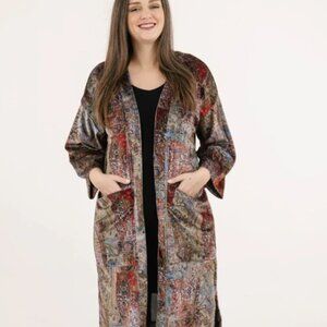NWT Chic Multicolor Women's Cardigan Velvet Texture